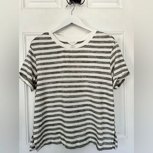 Caslon White & Gray Striped Crewneck Short Sleeve Tee